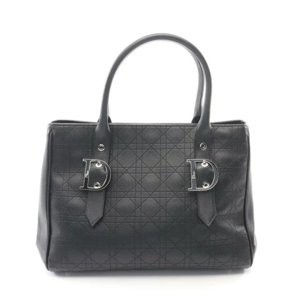 Christian Dior Cannage Tote Bag Leather Black